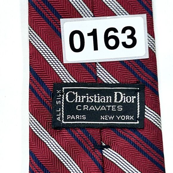 Vintage Christian Dior Neck Tie Men’s Red White Blue 90s Stripes Silk 56.5" x 3" - Picture 9 of 9